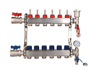 Stainless Steel Manifolds Complete Kit 2-12 Ports + 'A' Rated Grundfos UPM3 Pump（or WILO Pump）+ Mixing Valve Pack  
